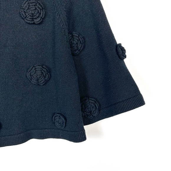 Moschino Floral Knit Cardigan Cotton Black Short Jacket 3/4 Sleeve size 4 US - Picture 8 of 12